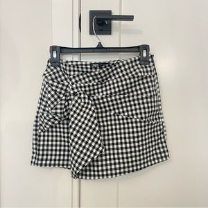 Zara Black and White Gingham Skort with Bow - Size XS